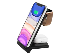 factory outlet Portable 15W 3 in 1 fast wireless charger for iphone Apple Watch AirPods fast wireless charger