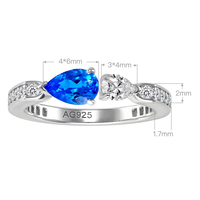 Bague ajustable Rochime en forme de double goutte d'eau avec zircone cubique, chic et tendance, pour usage quotidien, empilable, bijoux pour femme