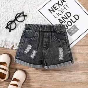 Summer baby Girls Ripped Frayed Pocket Patched shorts new designed Jeans wholesale toddler Pants