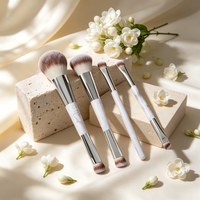 Ensemble professionnel complet de 4 pinceaux de maquillage double-embout à manche ABS, pour le visage et les yeux, avec brosses à paillettes et bâtonnets à fard à paupières en poils synthétiques