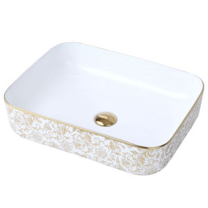 <span class=keywords><strong>CORONIS</strong></span> E809-2 Lavabo de salle de bain en céramique de style occidental au design moderne, finition dorée, facile à nettoyer, pour usage domestique et hôtelier, garantie 5 ans - Product Image 2