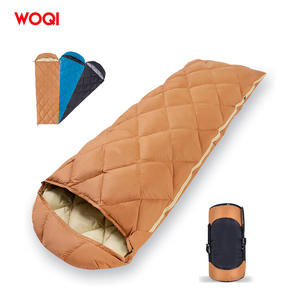 ถุงนอน Woqi Mummy 600 Fill Power Duck Down ผ้าไนลอนระบายอากาศได้ดี สำหรับผู้ใหญ่ ใช้สำหรับตั้งแคมป์และแบกเป้กลางแจ้ง สีช็อกโกแลตและสีน้ำเงินรอยัล - Product Image 1