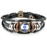 Bracelet en cuir vintage avec drapeau du Kenya, drapeaux nationaux du monde, bracelet multicouche de style punk, orné de cristaux, personnalisé