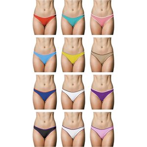 Paquete de 12 bragas de bikini elásticas de algodón para mujer FOXA, ropa interior sin costuras de talle bajo - Product Image 1