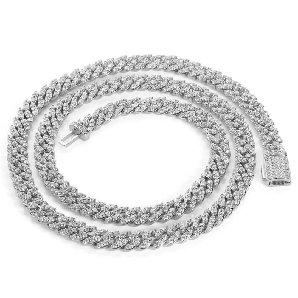 Позолоченное 925 Серебряное ожерелье в стиле хип-хоп с муассанитом, 8 мм, обледенение, цепочка для мужчин