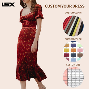 <span class=keywords><strong>Vestidos</strong></span> de Verano para Mujer al por Mayor, con Logotipo Personalizado, de Alta Calidad, Hermosos, con Abertura Frontal, Estampado Digital Floral, Color Negro - Product Image 3