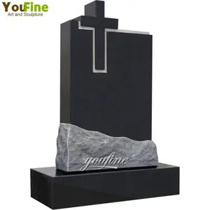 고품질 간단한 블랙 화강암 크로스 headstone 도매