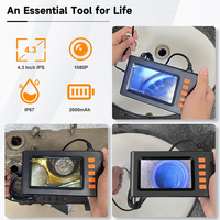 Endoscope à écran IPS 8mm 4.3 ''Caméra étanche HD1080P Câble rigide Inspection Voiture Endoscope industriel 2600mA