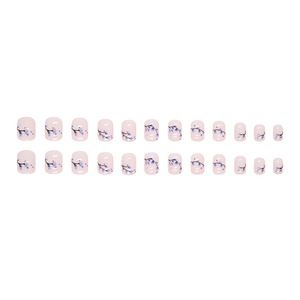 24 <span class=keywords><strong>faux</strong></span> <span class=keywords><strong>ongles</strong></span> carrés de style <span class=keywords><strong>chinois</strong></span> en ABS, longueur moyenne, à presser, pour doigts - Vente en gros - Product Image 6