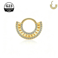 Anneau de septum articulé tendance avec zircone cubique pavée en titane ASTM F136 pour piercing hélix et daith