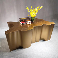 Table basse moderne de luxe en acier inoxydable doré, forme de tronc d'arbre irrégulière, pour salon, table à thé, meubles pour la maison, villa