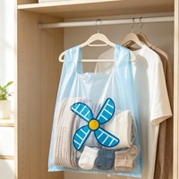 Sac cadeau en plastique transparent bleu clair de haute qualité avec logo imprimé personnalisé, sac de transport réutilisable pour le shopping