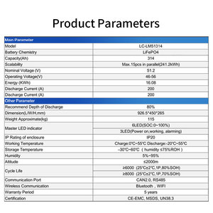 LiFePO4 di chuyển 51.2V 314ah LiFePO4 16kwh <span class=keywords><strong>Lithium</strong></span> Liion có thể sạc lại pin - Product Image 5