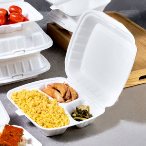 QUANG QUAN Factory Wholesale Disposable Foam Lunch <b>Box</b> 3 Compartments Foam Food <b>Box</b> Foam Food Container for Meal Prep - Product Image 1