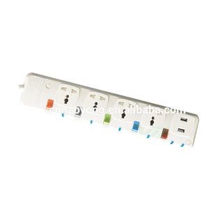 250v <span class=keywords><strong>4</strong></span> banda de energía eléctrica 2 carga usb puertos enchufe de extensión universal salida con spike y de guardia - Product Image 1