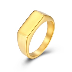 Popular Unisex Personalized Jewellery Gold Plated Stainless Custom Engraved <b>Blank</b> <b>Rings</b> Jewelry for Men Women - Product Image 1