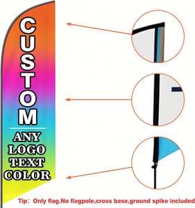 Kit de poteaux pour drapeaux publicitaires personnalisés, avec logo et texte sur mesure, en polyester double face, pour extérieur - Product Image 2