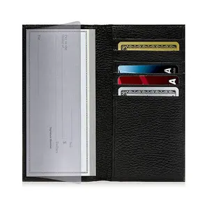 OEM 맞춤형 가죽 수표 책 커버 수표 책 커버 PU 또는 정품 가죽 수표 신용 카드 홀더 지갑
