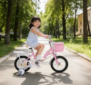 Vélo pour filles princesses avec roues d'apprentissage, vélo pour enfants de 12/14/16/20 pouces avec panier, vélo pour tout-petits pour petites filles - Product Image 4