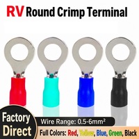 Connecteurs de fils RV, bornes à anneau pré-isolées, en laiton étamé, bornes à sertir en PVC pour armoires de commande, accessoires électriques