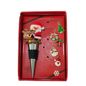Christmas Wine Stoppers Set Reindeer Santa Snowman Design Aluminum Alloy Bottle Stopper For Red Wine Spirits Decorative Gift - Product Image 2