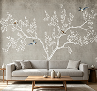 Papier peint mural personnalisé de style chinois avec des motifs floraux et d'oiseaux, papier peint auto-adhésif pour la chambre à coucher, le salon, la maison, l'hôtel, décoration murale