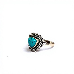 Sterling Silver 925 - 6 mm Triangle <b>Turquoise</b> <b>Ring</b> - Product Image 2