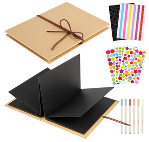Grande Album di carte nere retrò fai <span class=keywords><strong>da</strong></span> te fisarmonica pieghevole impilabile Memory Photo Book fatto <span class=keywords><strong>a</strong></span> mano carta Kraft copertina <span class=keywords><strong>da</strong></span> viaggio disco di plastica - Product Image 1
