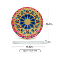 Décoration d'intérieur, décoration de table et accessoires, sous-verres ronds en céramique, bord doré, protection de table, sous-verres en marbre, 6 pièces, un ensemble