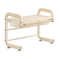 Étagère de comptoir double niveau en acier au carbone blanc crème pour micro-ondes, avec tiroir coulissant, pour cuisine - Vente en gros