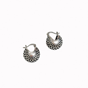 Pendientes de Plata de Ley S925 con Diseño Retro de Cesta y Bola Hueca para Uso Diario de Mujer - Product Image 5