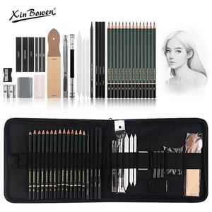 Xin Bowen 35 Stück Skizzierung Zeichenset Großhandel Künstlerzubehör Werk professionelles Skizzier-Stiftset mit Löschläser - Product Image 2