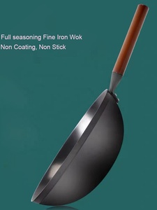 <span class=keywords><strong>Wok</strong></span> Tradicional <span class=keywords><strong>Asiático</strong></span> de Hierro Forjado Antiadherente de 26/28/30/32/34 cm, Sin Óxido, Sin Recubrimiento Químico, Apto para Gas e Inducción - Product Image 3