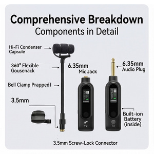 Sistema de Micrófono Inalámbrico UHF con Clip <span class=keywords><strong>para</strong></span> Saxofón, Trompeta, Músicos y Sistemas de PA Activos - Product Image 3