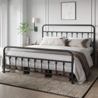 Lit en métal de conception classique sur mesure, avec plateforme, tête et pied de lit, en fer forgé, taille double, pour la vente en gros