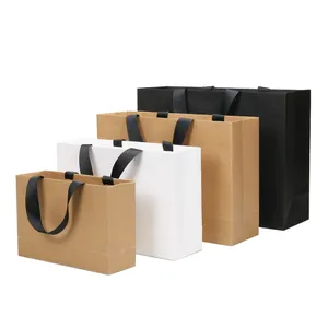 带有标志的购物袋礼品袋牛皮纸小企业工厂价格可回收牛皮纸棕色纸箱包装拉链顶部