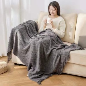 Wavy Textured Nordic <strong>Knitted</strong> <strong>Throw</strong> Blanket, Lightweight Summer Decorative Couch <strong>Throw</strong> with Tassels Bohemian Style - Product Image 6
