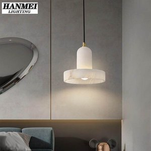Lámpara Colgante Minimalista de Lujo, Estilo Simple, de Latón y Mármol, Pequeña, para Restaurante o Bar, Color Dorado y Blanco, 3000K Cálido, HM-YL-8035 - Product Image 3