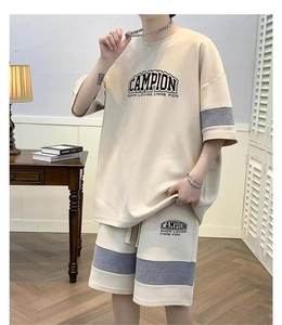 Hong Kong New Summer Two-Piece Set Loose Waffle Five-Quarter Sleeve Youth <strong>Clothing</strong> With Personality Print Wind Suit <strong>Vivid</strong> Colors - Product Image 3