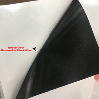 Rouleau de vinyle auto-adhésif PVC noir brillant populaire, résistant aux UV/à l'eau, amovible, séchage rapide, durable, pour intérieur/extérieur