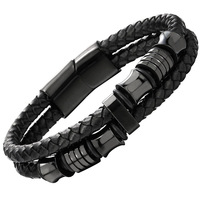 Bracelet tissé en acier inoxydable à double sangle Bracelet en pierre naturelle personnalisé léger luxe géométrique tendance fermoir magnétique unisexe