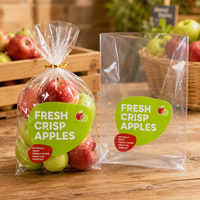 Bolsa de OPP de Grado Alimenticio, Transparente, con Base Reforzada, Perforada, Antivaho, para Empacar Manzanas y Frutas, Resistente a Desgarros