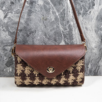 Dreieckige Taschenabdeckung Set Gewebte Rucksäcke Schultertasche Handgefertigte PU DIY Klappe Häkelzubehör Europäisch-Amerikanischer Retro Alltagsstil