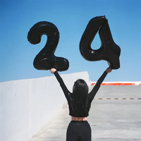 Ballons en feuille de couleur noir et blanc de 32/40 pouces, ballons numérotés pour mariage, fête d'anniversaire, fournisseur de décoration d'ambiance, ballons numérotés de haute qualité
