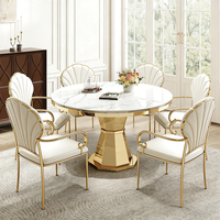 Table de banquet en acier inoxydable avec plateau en marbre doré moderne en gros pour hôtel, salle à manger, salon, mariage, événement, banquet