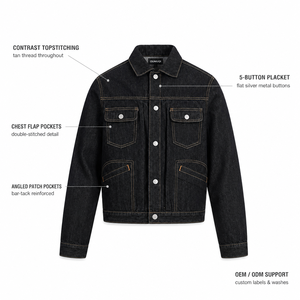 Giacca in Denim Grezzo da Uomo con Cuciture a Contrasto, Abbigliamento da Lavoro e Streetwear, Cappotto Casual Autunno Inverno con Bottoni - Product Image 2