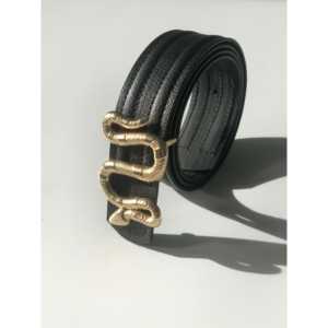 Genuine Leather Belt With <b>Snake</b> Buckle Cow <b>Hide</b> Casual Style Solid Color - Product Image 1