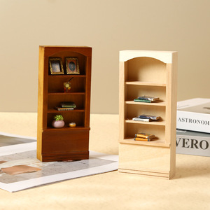 1:12 casa de muñecas Mini muebles accesorios solo libro gabinete estantería exhibición DIY juguete de madera liso en blanco - Product Image 2