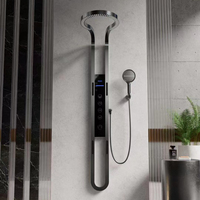 Douche à jet de massage, panneau de douche à cascade multifonction LED noir, nouveau produit 2025