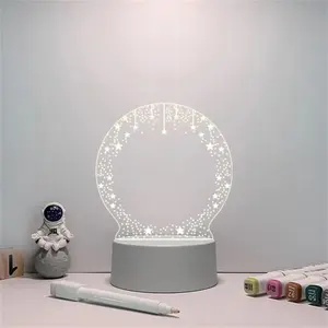 Neue Produkte innovatives löschbares weißes Fundament leuchtendes Acryl-Nachrichtenbrett 3d-Nachtlicht für Geburtstagsgeschenk tägliche Geschenke